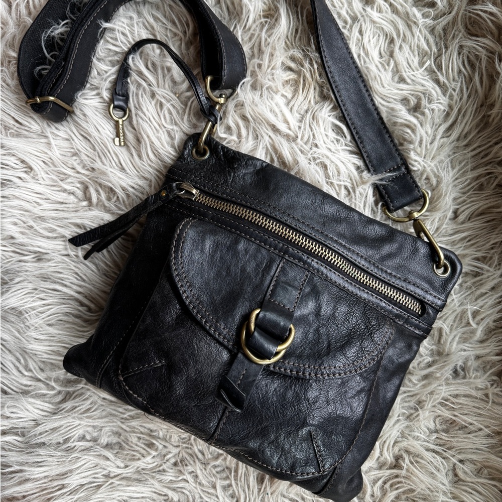 Darkest Brown Leather Crossbody Bag